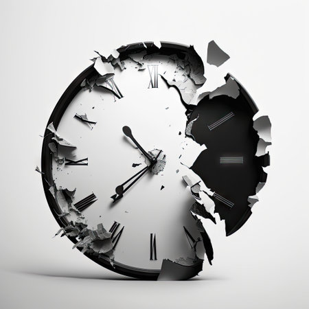 broken clock on a white background.の素材