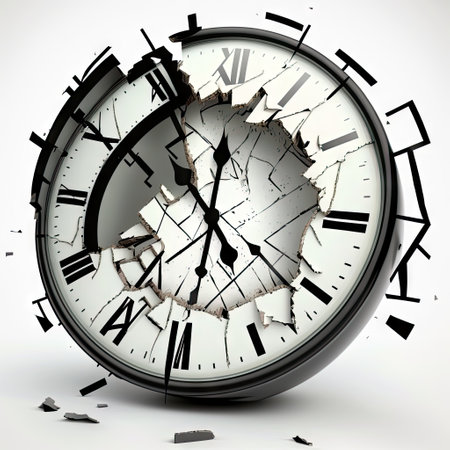broken clock on a white background.の素材