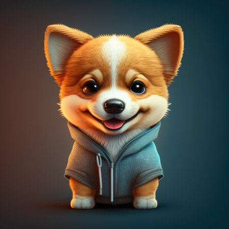 smiling dog in a hoodie.の素材