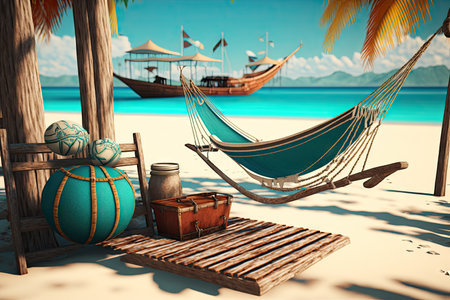 hammock on the tropical island.の素材