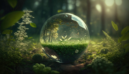glass sphere with forest.の素材
