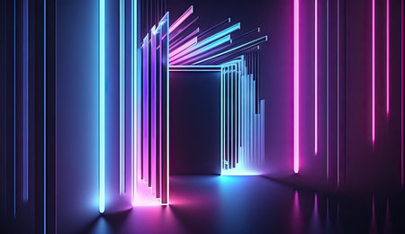 abstract minimal background with vertical pink and blue lines.の素材