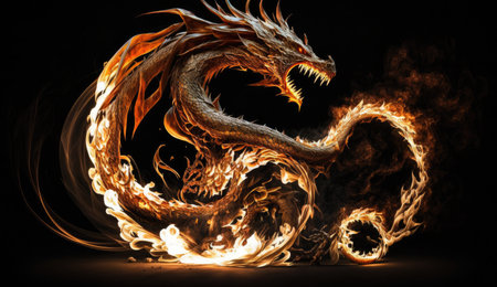 dragon with fire breath.の素材
