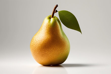 yellow pear on a white background.の素材