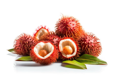 tasty rambutans on a white background.の素材