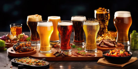 set of beer and snacks.の素材