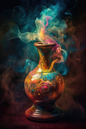 jug with colored smoke.の素材
