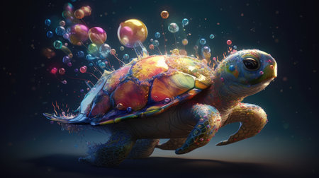 close up of the big turtle.の素材