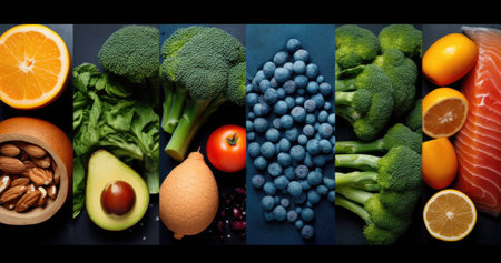 different types of fruits and berries.の素材