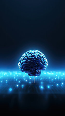 brain with glowing neurons.の素材