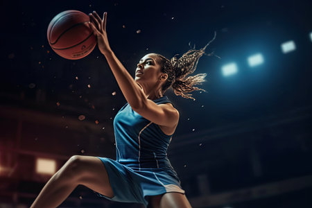 woman basketball player in the jump.の素材