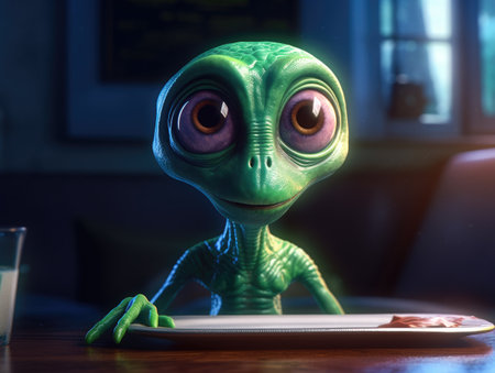 funny cartoon alien.の素材