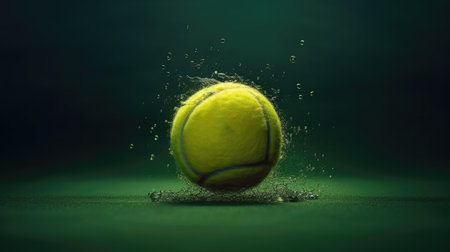 tennis ball fall on the ground.の素材