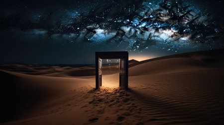 open fantasy door in the desert.の素材
