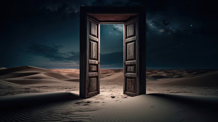 open fantasy door in the desert.の素材