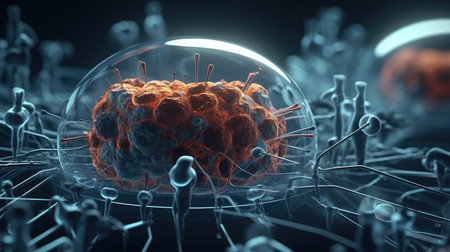 nanobots around human cells.の素材