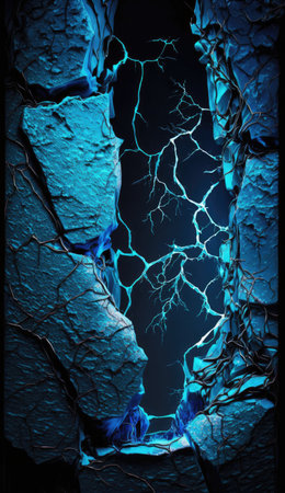 blue cracked background.の素材