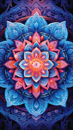 neon mandala background.の素材