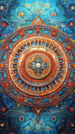 neon mandala background.の素材