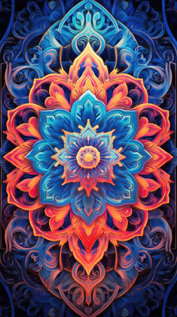 neon mandala background.の素材