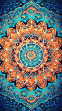 neon mandala background.の素材