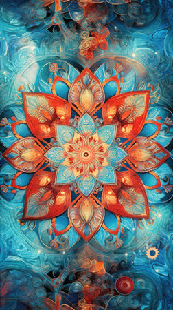 neon mandala background.の素材