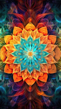 neon mandala background.の素材