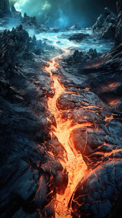 volcano with magma.の素材