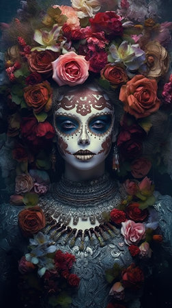 girl with halloween makeup.の素材