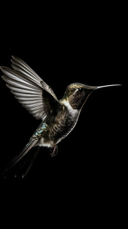 beautiful hummingbird on the black background.の素材