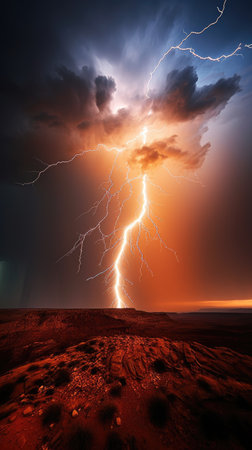 storm with lightning in the sky.の素材