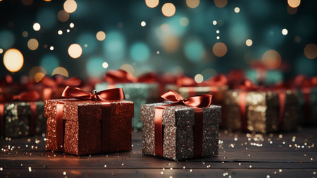 Christmas background with gifts.の素材