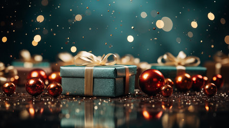 Christmas background with gifts.の素材