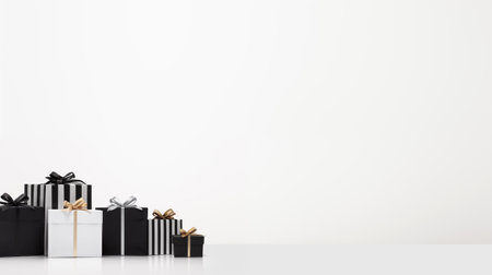 black Friday, black gifts on the white background.の素材