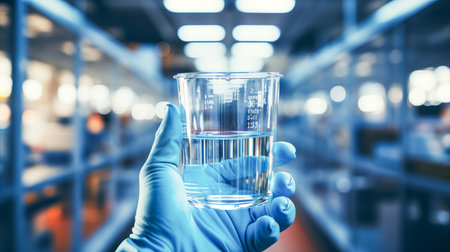 laboratory beaker in hand.の素材