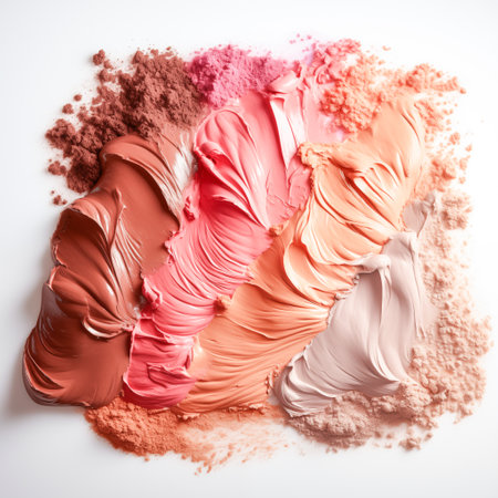 brush strokes of different shades of skin foundation.の素材