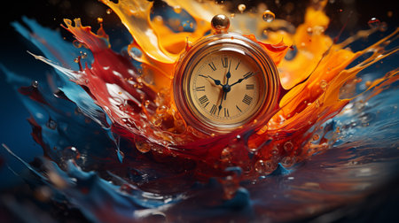 abstract time in colorful fluid.の素材