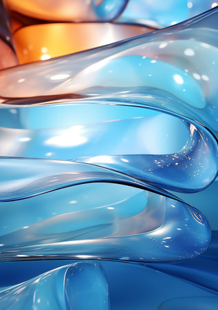 fluid on the blue background.の素材