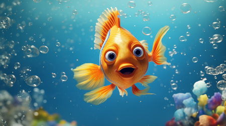gold fish in aquarium.の素材