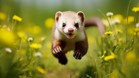 cute playful ferret.の素材