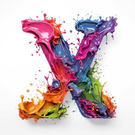 letter made of colorful paint splash.の素材