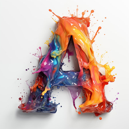 letter made of colorful paint splash.の素材
