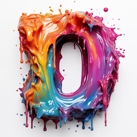 letter made of colorful paint splash.の素材