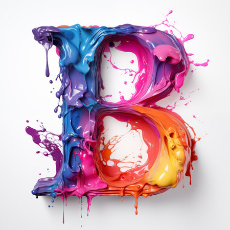 letter made of colorful paint splash.の素材