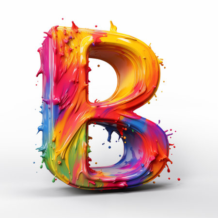 letter made of colorful paint splash.の素材