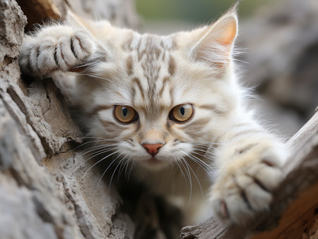 close up of fluffy cat.の素材