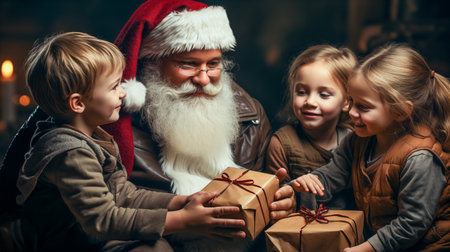 Santa Claus with children.の素材