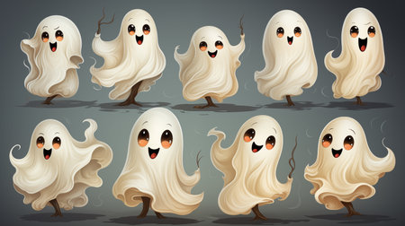 collection of the funny cartoon ghosts.の素材