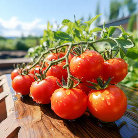 red tomatoes on the branch.の素材
