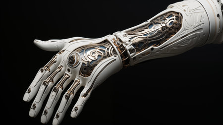 robotic arm with humanoid internal structure.の素材